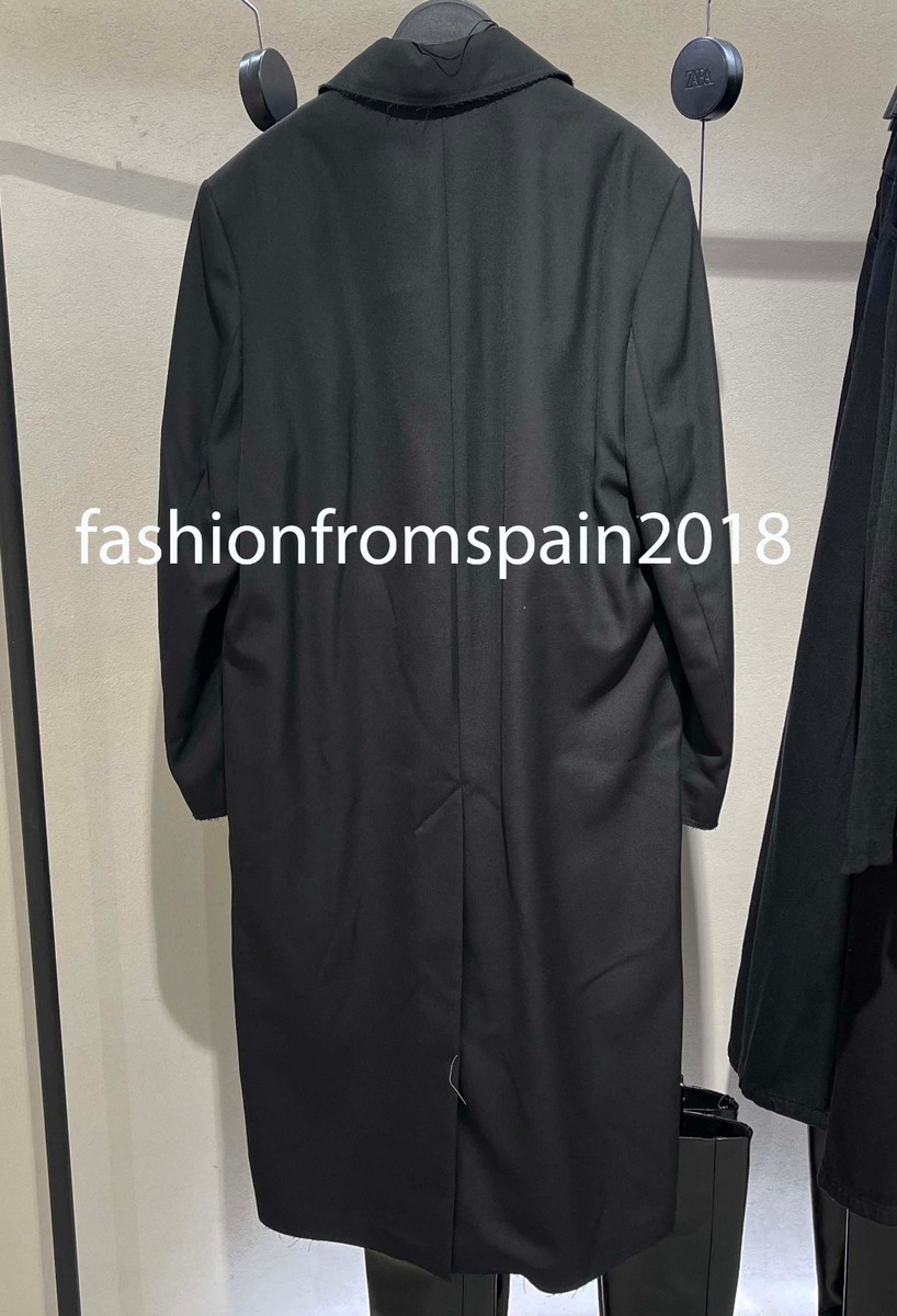 ZARA NEW WOMAN FRAYED OVERSIZED TAILORED COAT ZW COLL BLACK