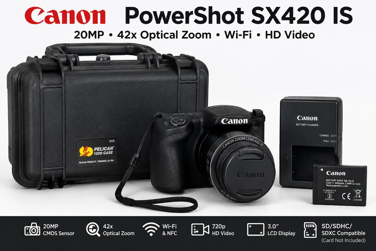 25+ Canon PowerShot SX420 IS Digital Cameras with Wi-Fi for sale