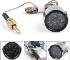 2 52mm Chrome Pointer Water Temp Temperature Gauge Mechanical Black Face  