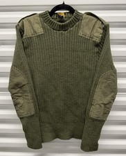 Vintage 1980s British Army Commando Sweater Military Ribbed Wool OD Green M