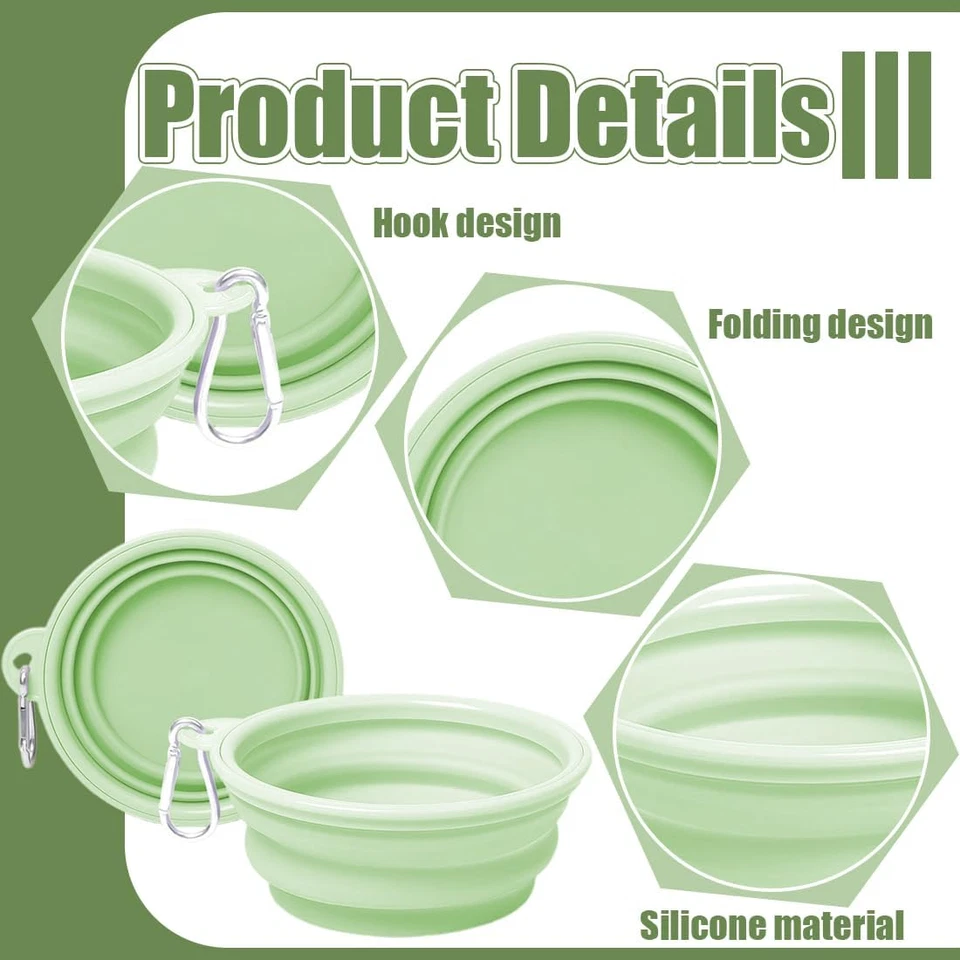 Ciotola Pieghevole per Cani, 2 Pezzi, Ciotola Da Viaggio, Mangiatoia E Abbeverat - Immagine 3 di 4
