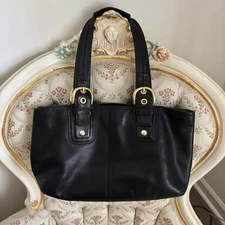 Coach Soho XL Carryall Black Leather Satchel F11844 Vintage Y2K