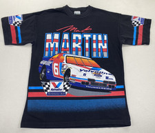 VTG 1994 Mark Martin All Over Print NASCAR Made in Usa T Shirt Size L Rare