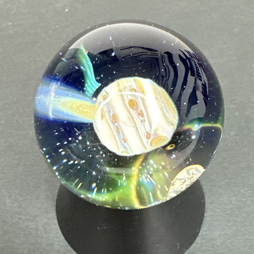 Contemporary Handmade Art Glass Marble 1.23" Outer Space W/ Opal, Star, Planet - Picture 5 of 8