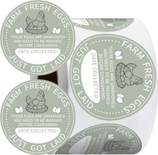 500 Pcs Farm Fresh Eggs Carton Stickers 2 Inch Egg Unwashed Labels
