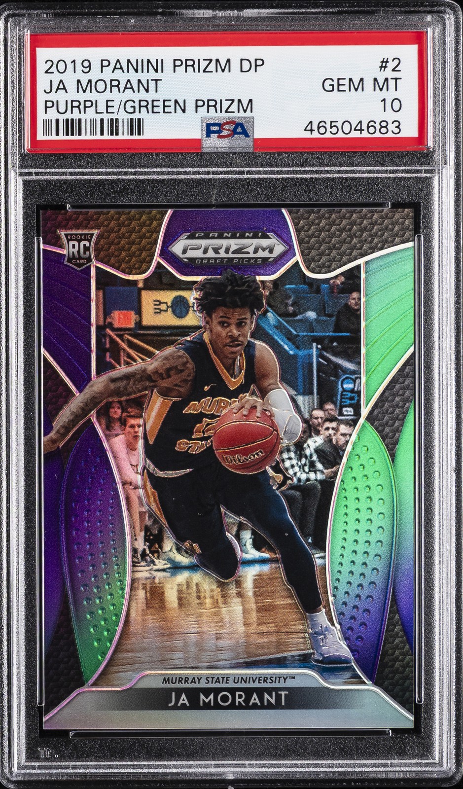 2019 PANINI PRIZM DRAFT PICKS PURPLE/GREEN PRIZM #2 JA MORANT #/199 PSA 10