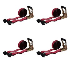 Ratchet Tie-down Straps W Flat Hook 10000 Lbs Capacity - Red 4 Pack Ratchet Tie-down Straps W Flat Hook 10000 Lbs Capacity - Red 4 Pack