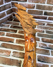 Wood Hand Carved Folk Art Tree Spirit Old Man Rustic Handcrafted Bob Jenner