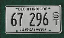 67-296 ILLINOIS,  American Licence Plate 12"x6"