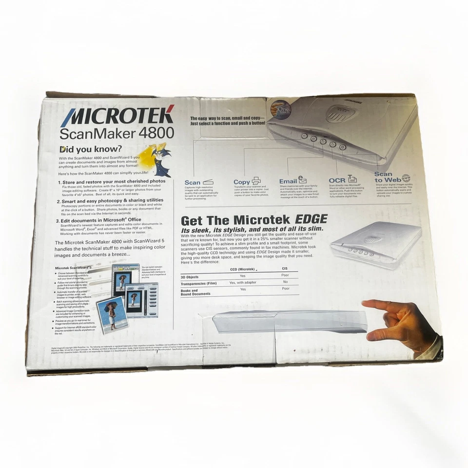 New Microtek Scanmaker 4800 CCD Scanner Flatbed W/ 35mm Slide Attachment Working - Image 2 of 4