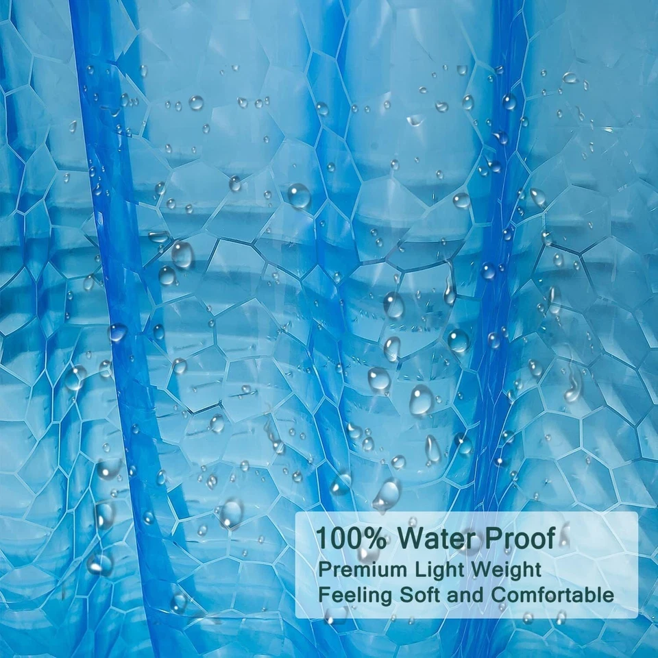 Revestimiento de cortina de ducha azul EVA, cubo de agua 3D 5G revestimiento de ducha 72 x 72 pulgadas Foto 4 de 4
