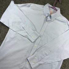 Brooks Brothers Button Down Shirt Mens 16.5 36 Blue Madison Supima Cotton