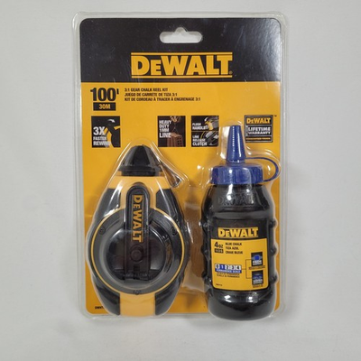 #ad #ad DEWALT 100#x27; 3:1 Gear Chalk Reel Kit Blue Chalk DWHT47373L $17.99