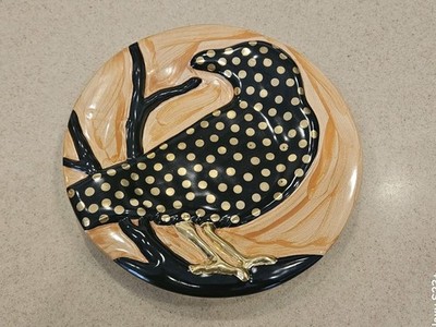 RARE LE MACKENZIE CHILDS CROW HALLOWEEN FALL CERAMIC SALAD DESSERT ACCENT PLATE
