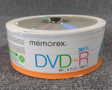 Memorex DVD R 16X 4.7 GB Go 120 Min Disc 30 Pack Blank DVD  New Sealed