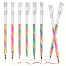 6pcs Glitter Gel Highlighter Pens Set - 1.2mm Vibrant Colors, Smooth Writing, Pe