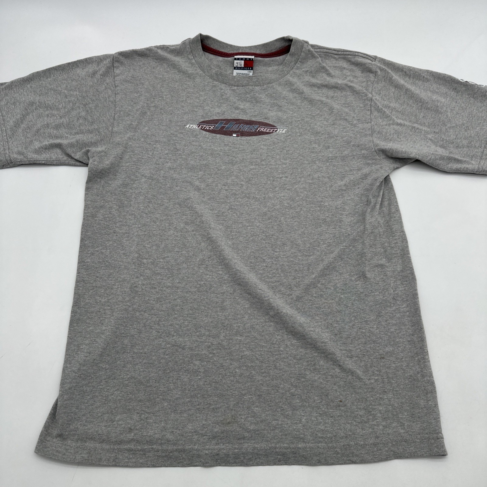Tommy Hilfiger Women's Large Gray Graphic Logo Print T-Shirt #25141