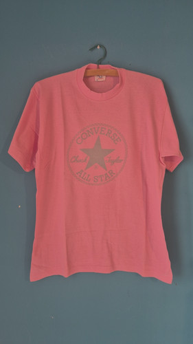Converse, Vintage Converse Chuck Taylor T-Shirt 80s 90s Made in Italy Pink Neon All Star L