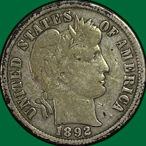 1892 Barber Dime Silver Very Fine VF Coin #33547