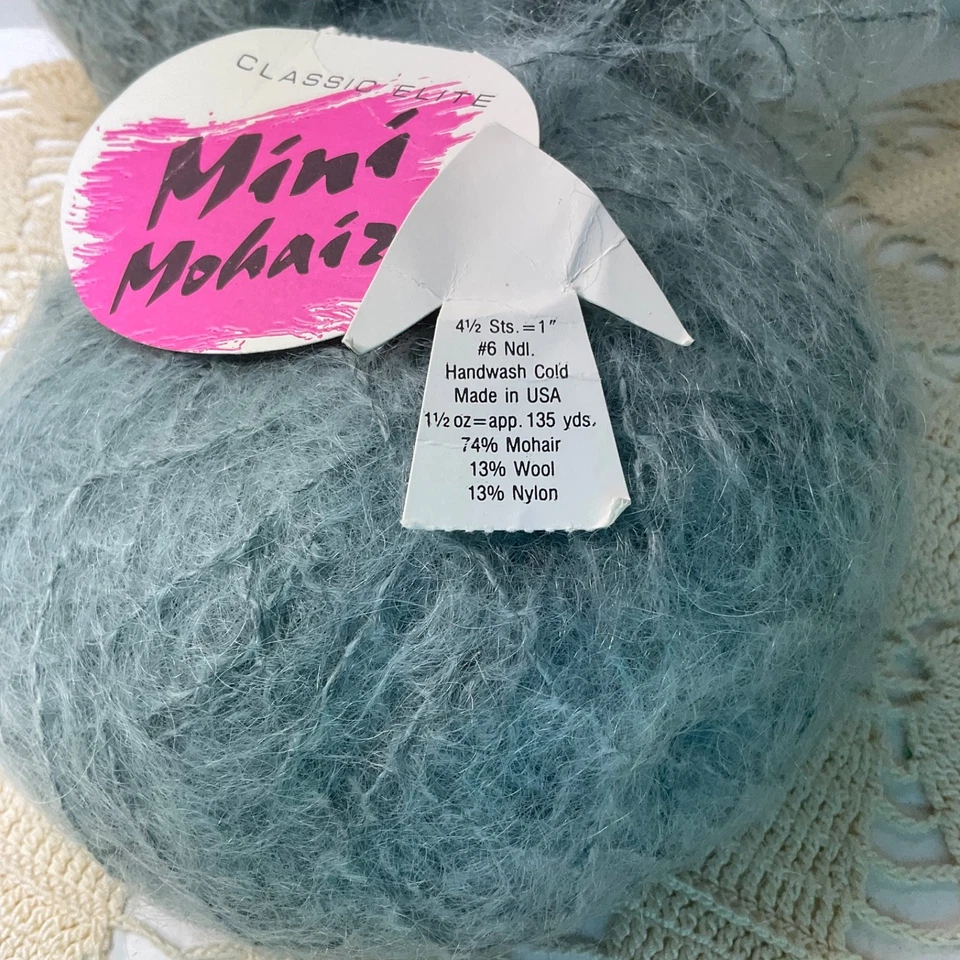Clásico Elite Mini Hilo Mohair Lote de 2 EE. UU. Verde Grisáceo 8509 Nuevo Como Nuevo Foto 4 de 4