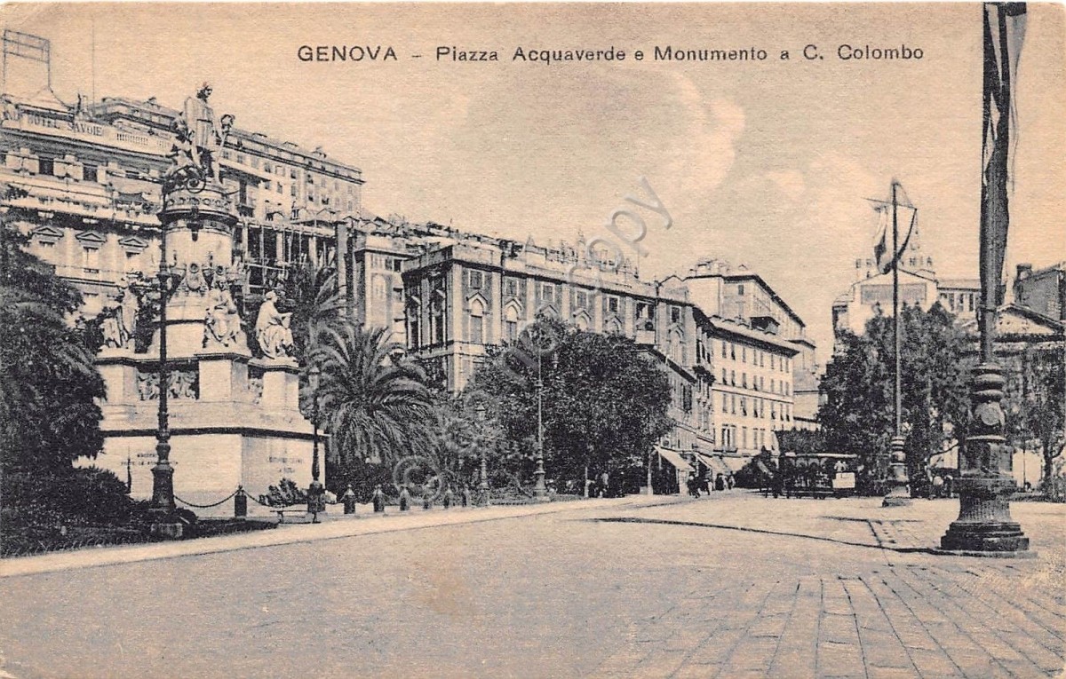 Cartolina - Genova - Piazza Acquaverde - Monumento a Colombo - NVG