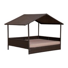 Huntley Pet Rattan Wicker Indoor Outdoor Cabana Raised Pet Bed