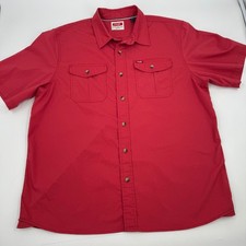 Wrangler Red Short Sleeve Button Up Shirt Mens XL Two Pocket Work Casual