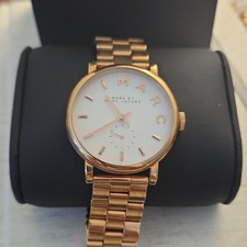 Marc Jacobs Gold Stainless Steel Quartz Bracelet Watch White Dial Baton