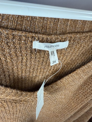 Maurice’s Women’s Brown Oversized V-neck Sweater Sz 3X New With Tags - Picture 2 of 4