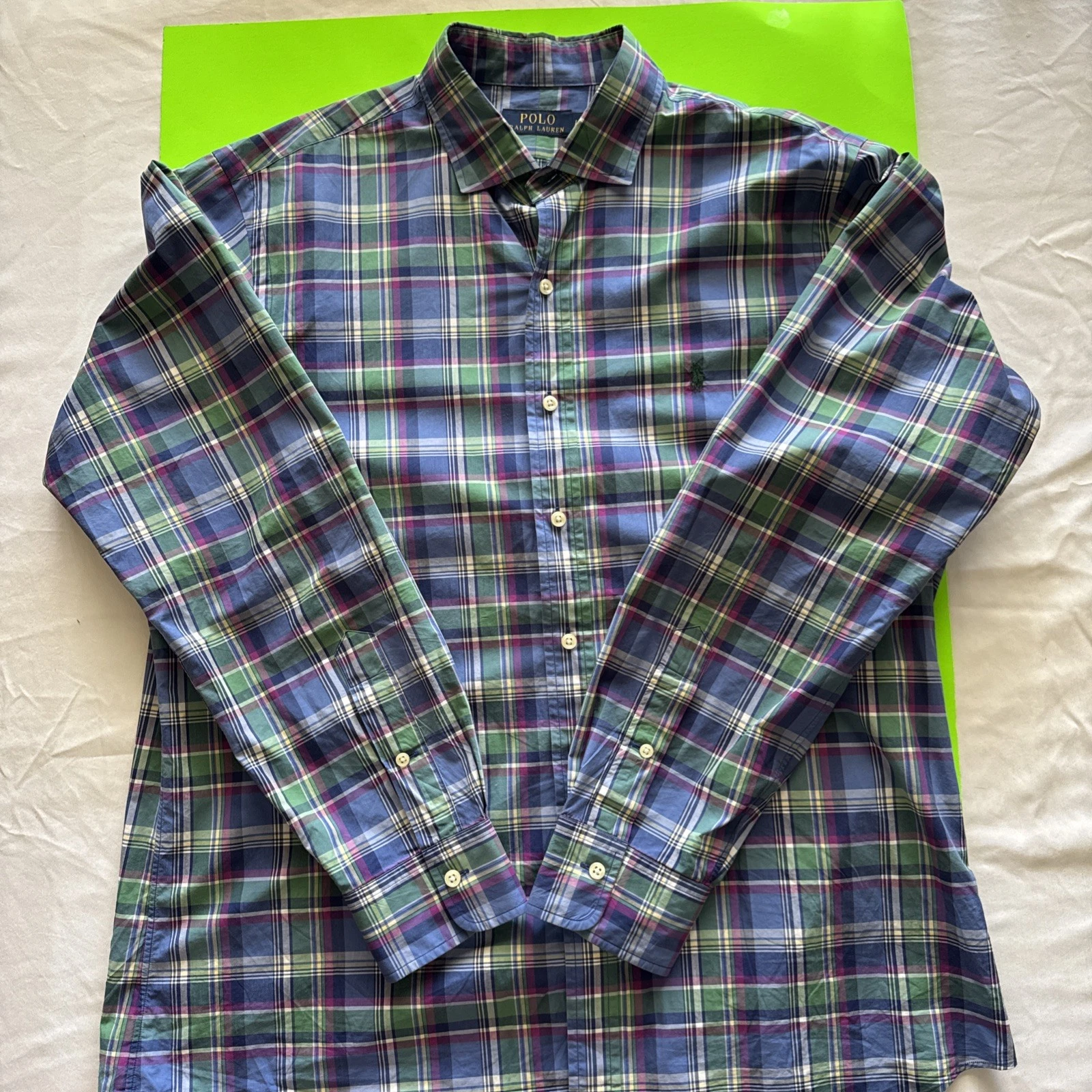 Polo Ralph Lauren Men's Shirt Size L Button Up Long Sleeve Checked Pony Logo