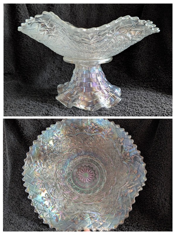 Dugan  Persian Garden  White Carnival Fruit Bowl and Base 1912c              (A)