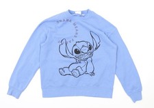 Womens UK XS Regular Disney Blue Pullover Sweatshirt