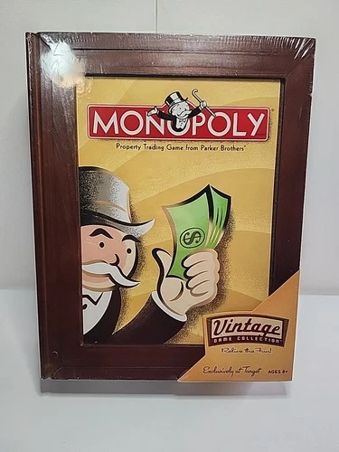 Monopoly Vintage Game Collection Wooden Book Shelf Edition 2005 Hasbro Sealed
