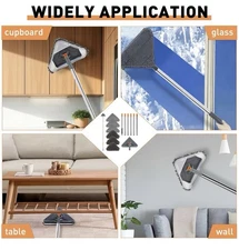 Wall Cleaner with Long Handle - Extension Pole Wall Mop with Rotating Head and 