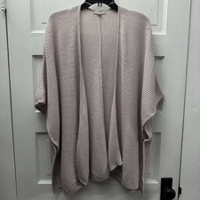 LOFT Beige Knit Cardigan XS S Oversized Open Front Cozy Dolman Sleeve Minimalist