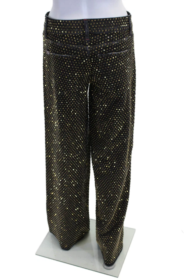 Alice + Olivia Women Black Mid-Rise Jeans Button Closure Size 25 - Image 3 of 4