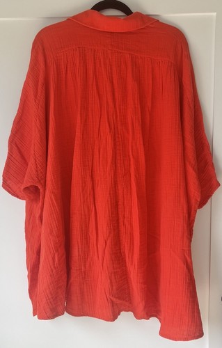 Rhode übergroße Gaze Kaftan Minikleid Vertuschung Tunika Einheitsgröße rot orange EUC - Bild 2 von 9
