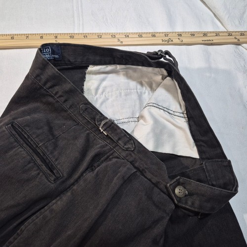 VTG POLO CINCH WAIST CHINO PANTS PLEATED FRONT DARK BROWN MADE IN USA 33/36x32 - Picture 8 of 16