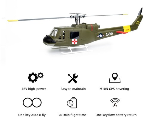 Fly Wing UH-1 V4 RC Helicopter M10 GPS H1 Flight Controller Altitude Hold - Picture 3 of 32