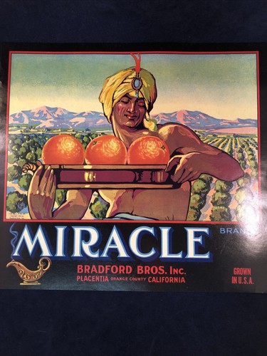 Miracle Brand Oranges Label Bradford Bros Inc Placentia Orange County California - Picture 4 of 7