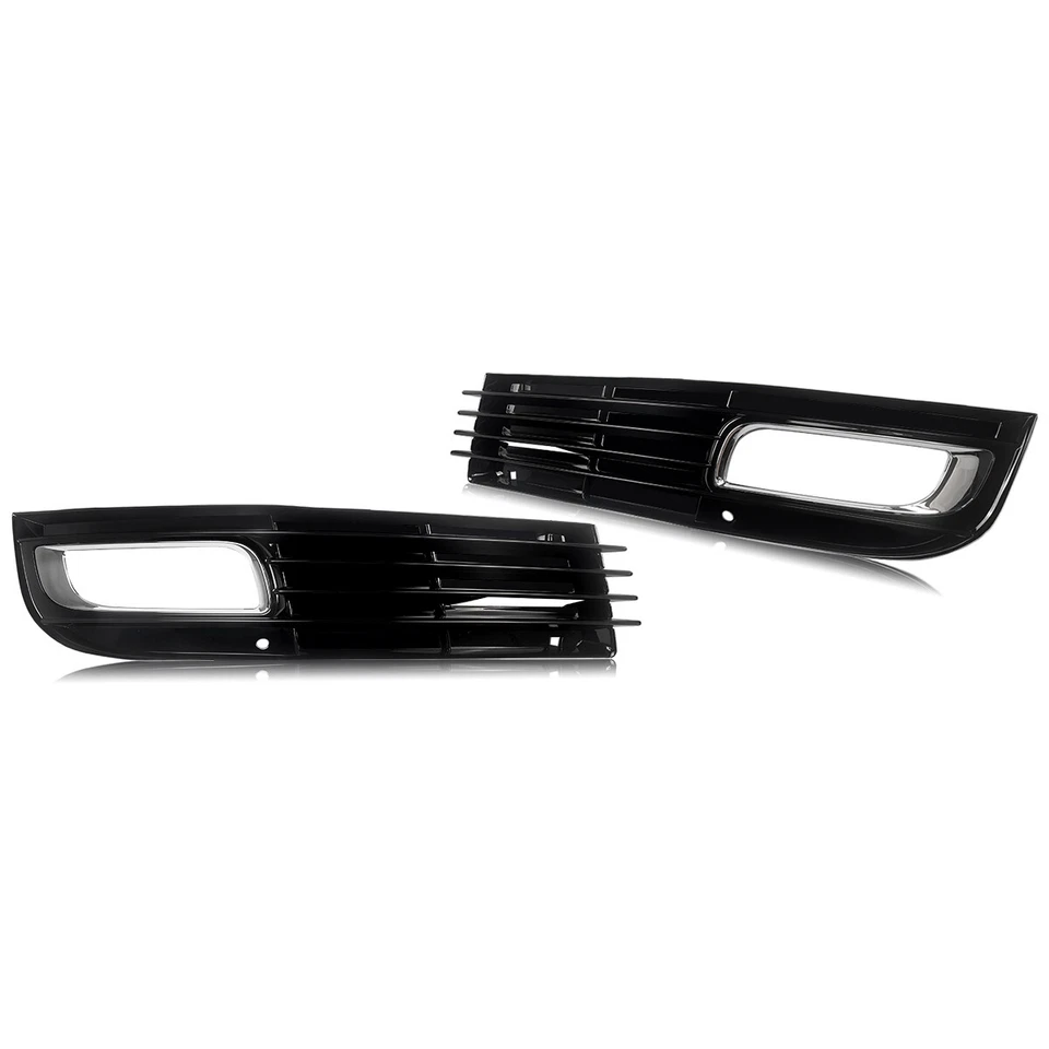 Pair Front Bumper Fog Lamp Light Grille Bright Black For 2008-2010 AUDI A8 D3 - Imagem 4 de 4
