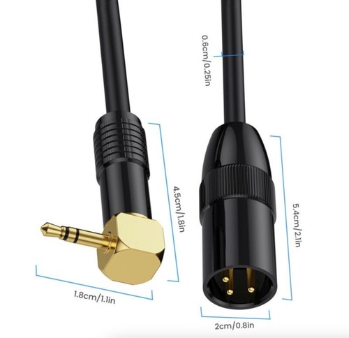 Cable de extensión de audio estéreo XLR macho a conector de 3,5 mm TRS macho en ángulo - Imagen 5 de 8