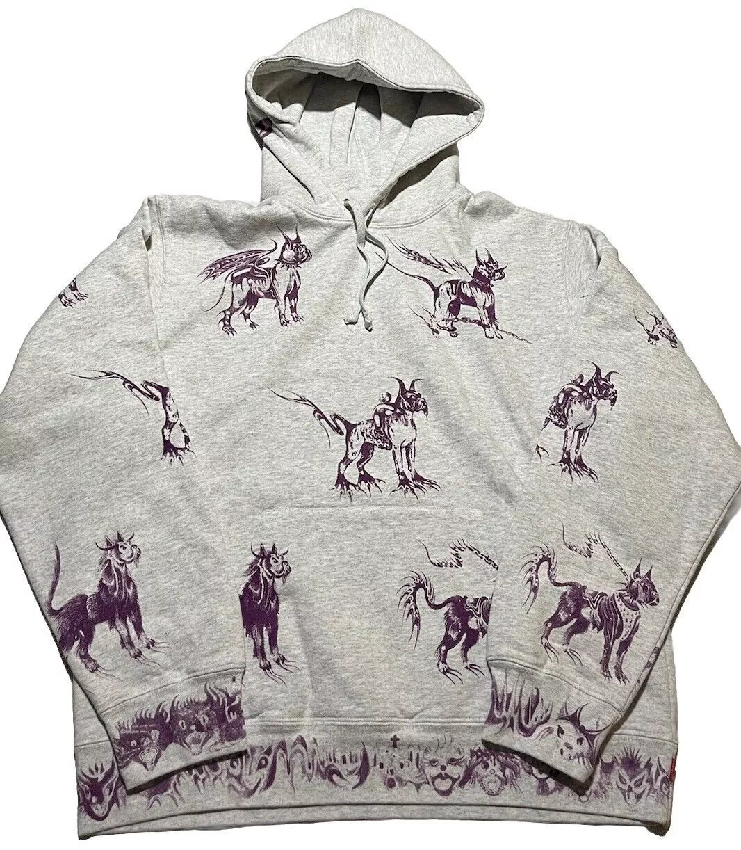 Sweat à capuche Supreme Animals taille L gris bruyère imprimé intégral GM4 neuf sans étiquette
