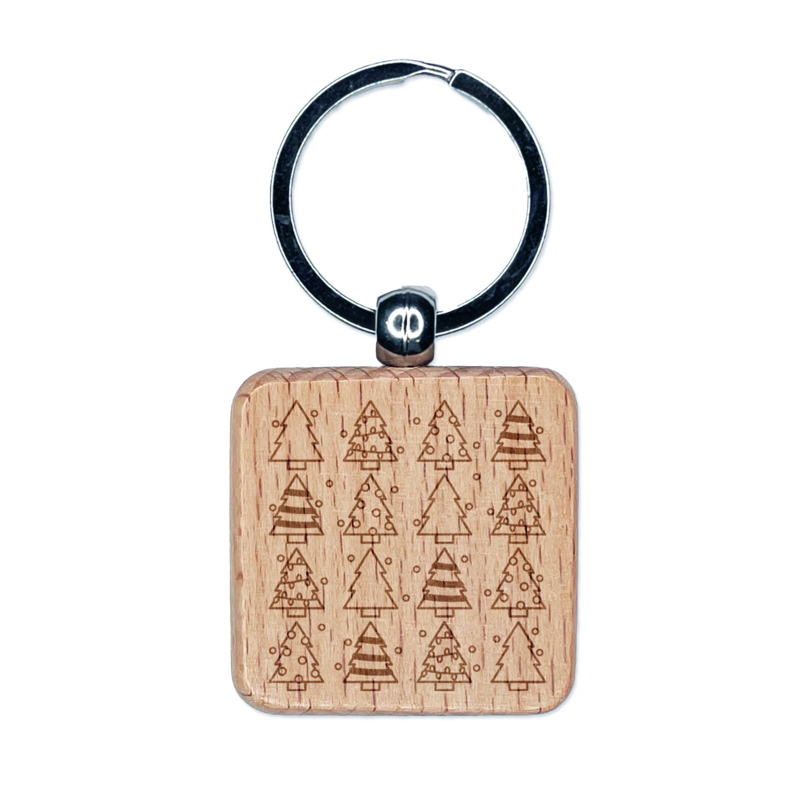 Festive Christmas Trees Galore Engraved Wooden Keychain Charm  