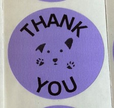 2 Inch Round Thank You Stickers Dog Theme. 50 Pcs Choose Purple, Pink Or Blue.