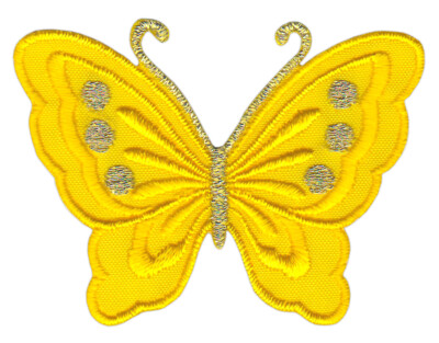 bk63 Schmetterling Klein Gelb Aufnäher aufbügeln Bügelbild Patch 5,2 x 3,7 cm