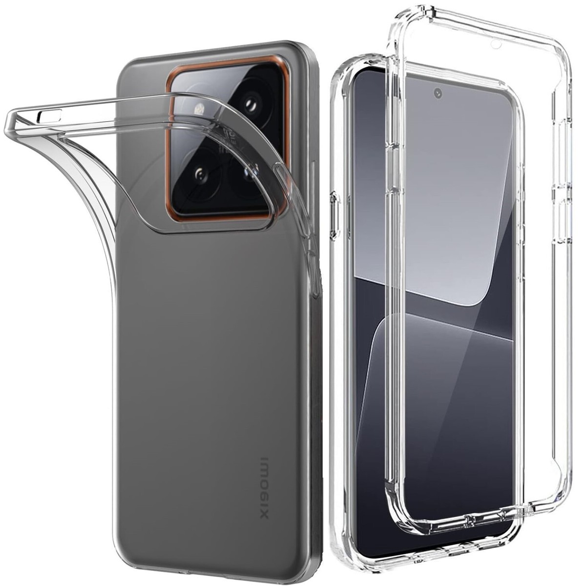 Cover Per Xiaomi 14T Trasparente + 2 Pellicole In Vetro Temperato - Custodia Morbida In Silicone Antigraffio Anti-ingiallimento