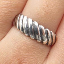925 Sterling Silver Vintage Ribbed Oxidized Ring Size 9.25