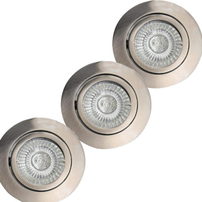 EGLO 3er Set Einbauleuchten TEDO, 3x42W, GU10, 2700K, 300 Lumen, Halogen, nickel