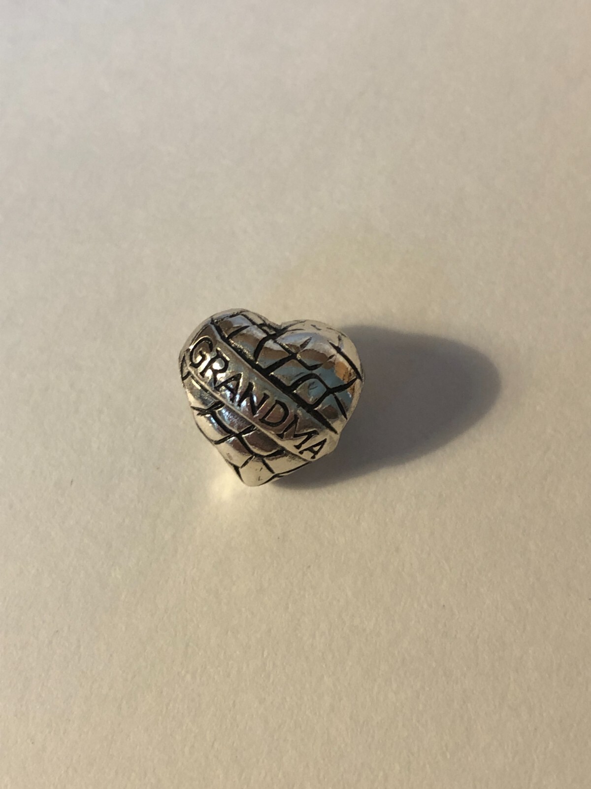 Sterling Silver Grandma Heart Bead for Famous Maker Charm Bracelet